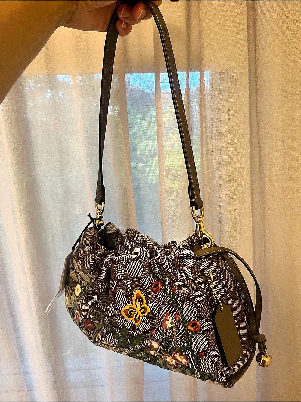 Coach Faye Bag in embroidered Floral jacquard, Crossbody in Brown NWT